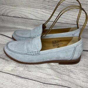 Women’s 8.5M Hush Puppies Wren Bounce Light Blue Suede Loafers